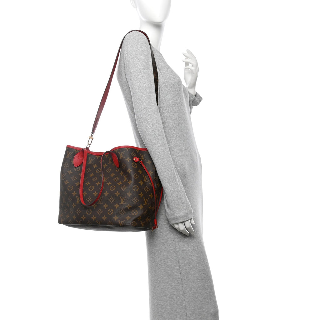 Monogram Inside Out Neverfull Bandouliere MM Sari Red