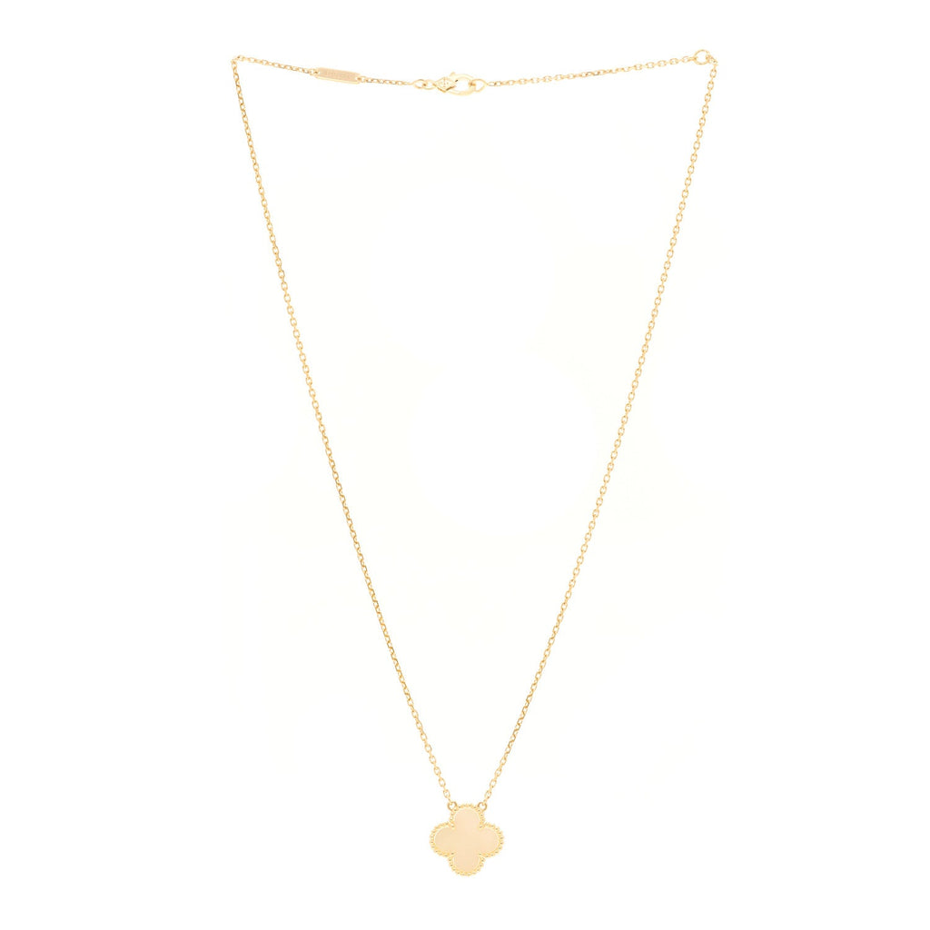 18K Yellow Gold Mother of Pearl Vintage Alhambra Pendant Necklace