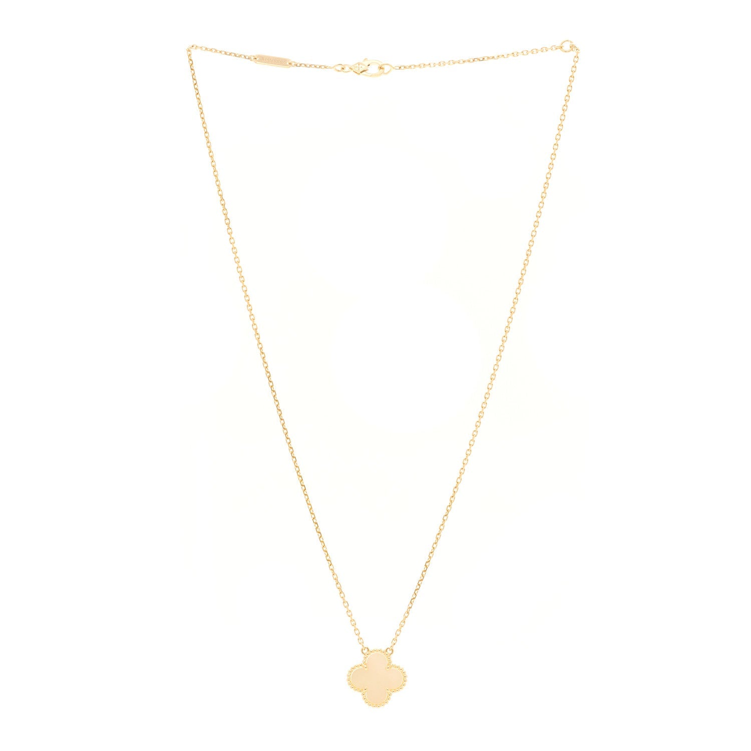 18K Yellow Gold Mother of Pearl Vintage Alhambra Pendant Necklace