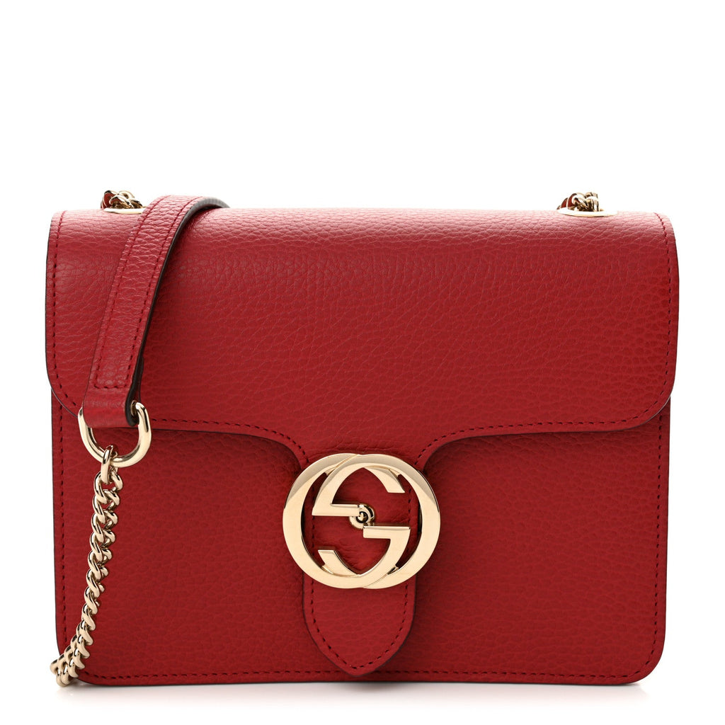 Dollar Calfskin Small Interlocking G Shoulder Bag Red