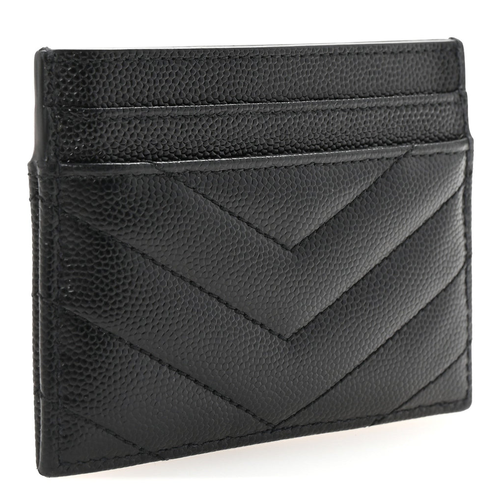 Grain De Poudre Matelasse Chevron Monogram Credit Card Case Black