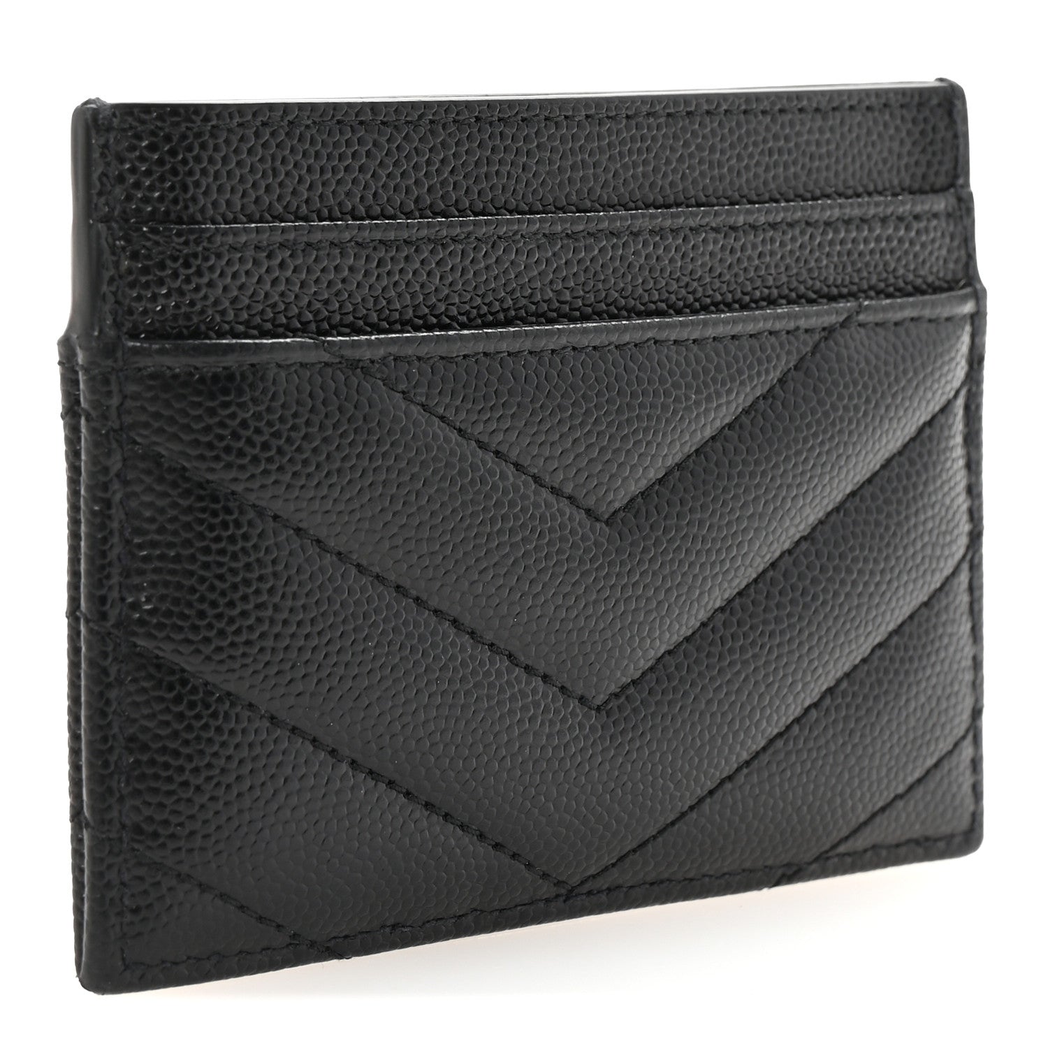 Grain De Poudre Matelasse Chevron Monogram Credit Card Case Black
