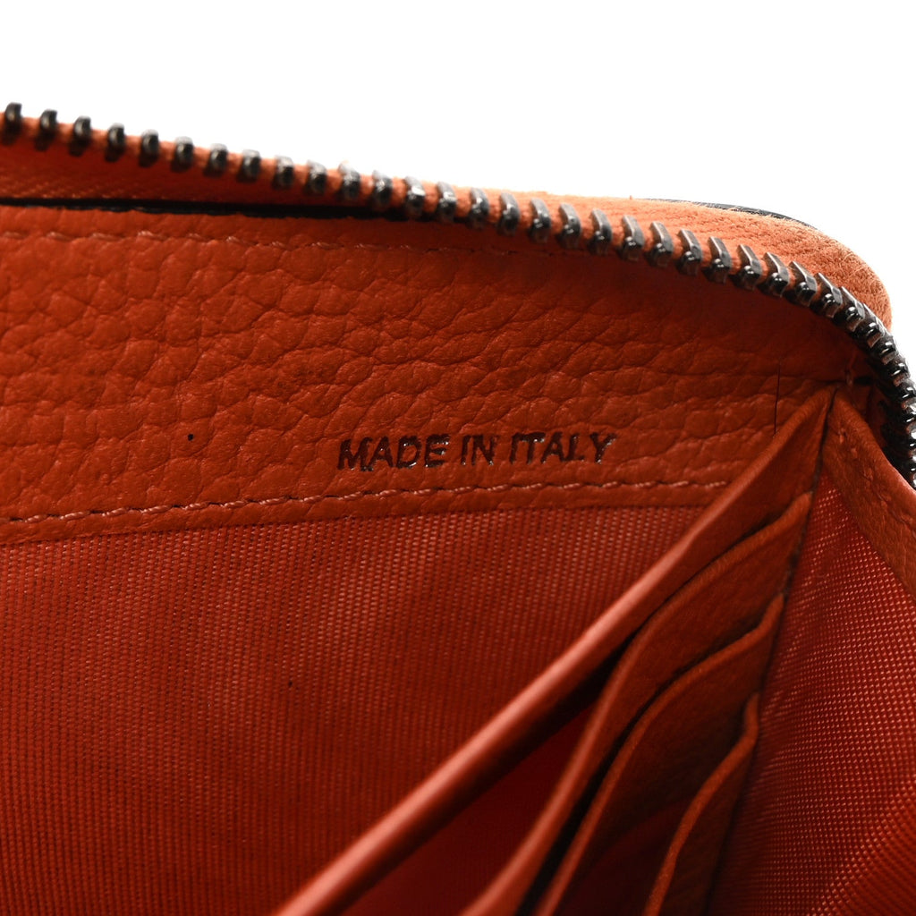 Grained Calfskin Rockstud Zip Around Wallet Orange