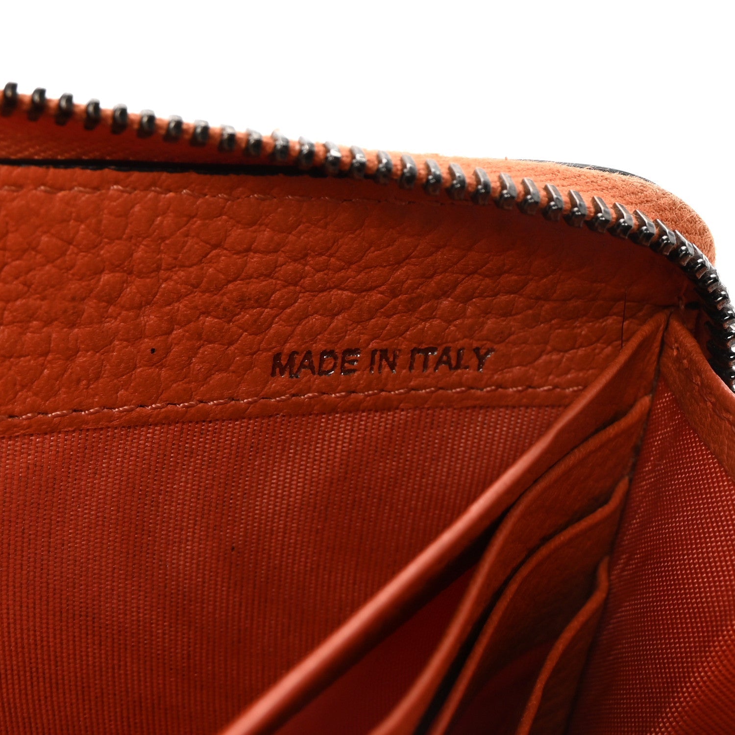 Grained Calfskin Rockstud Zip Around Wallet Orange