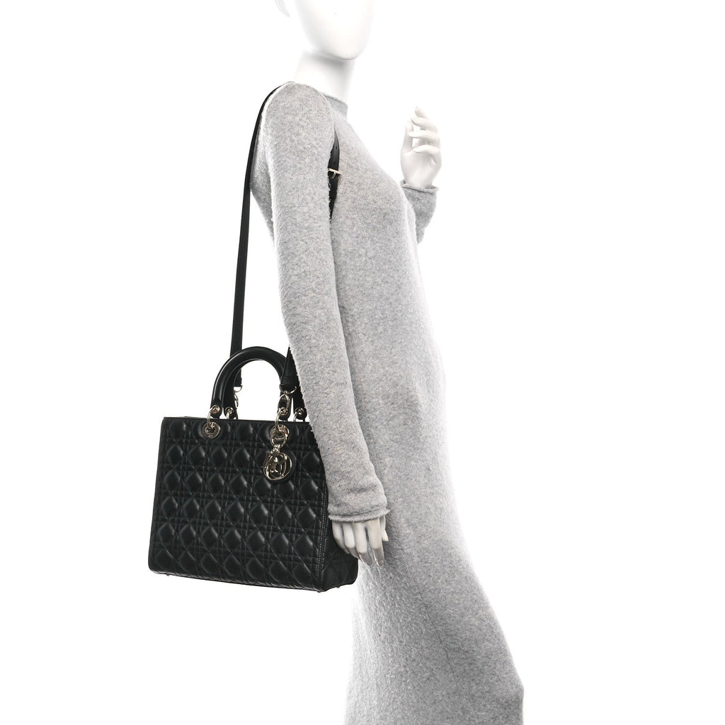 Lambskin Cannage Large Lady Dior Black