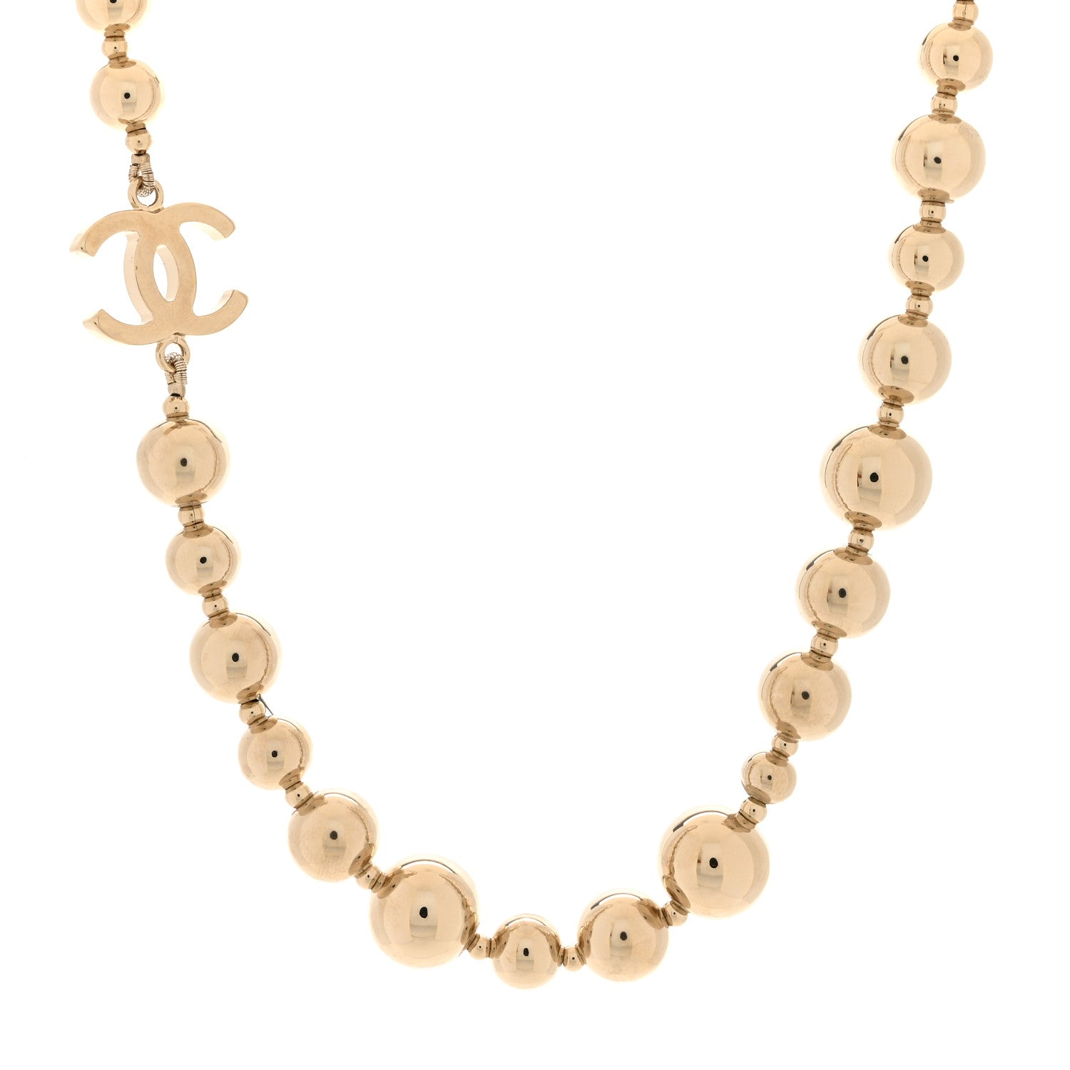 Metal Bead CC Necklace Gold