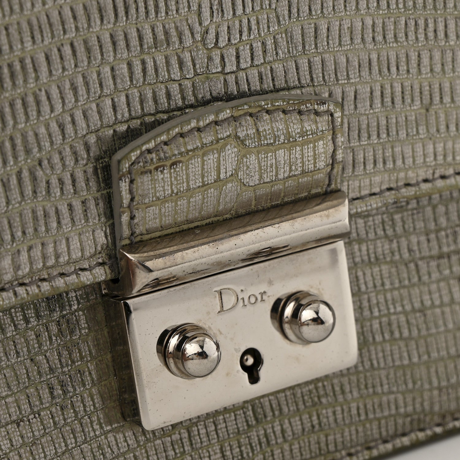 Metallic Lizard Miss Dior Promenade Pouch Gunmetal
