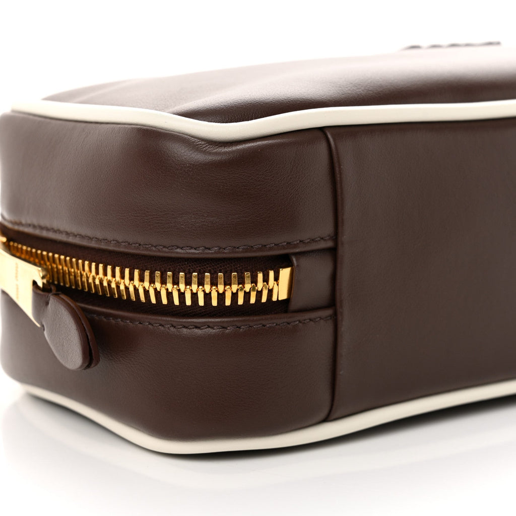 Calfskin Softy Small Beau Contrast Top Handle Bag Briarwood White