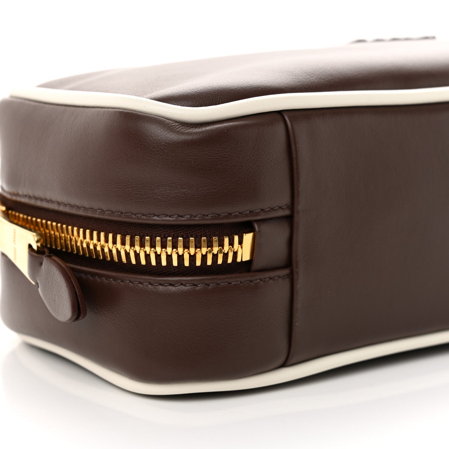 Calfskin Softy Small Beau Contrast Top Handle Bag Briarwood White