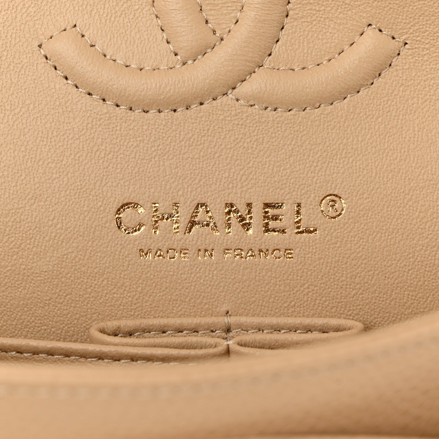 Caviar Quilted Small Double Flap Beige