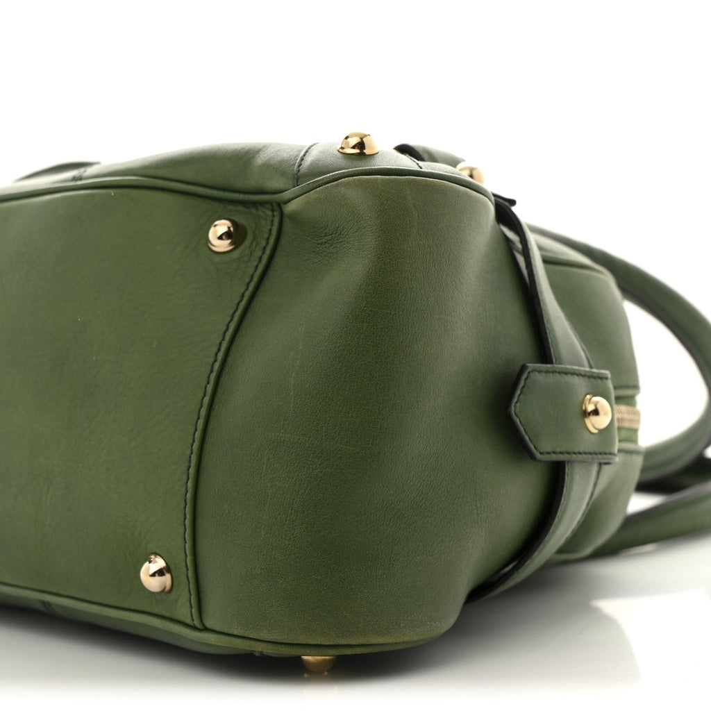 Calfskin Large Horsebit Chain Satchel Green