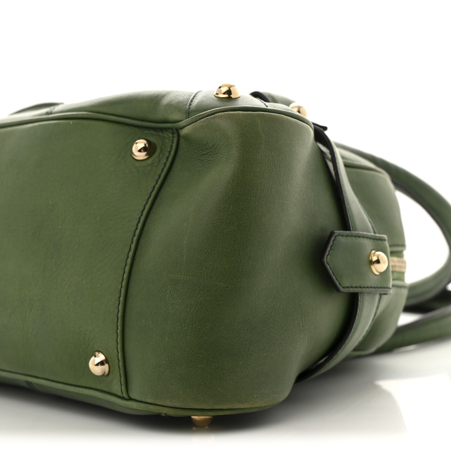 Calfskin Large Horsebit Chain Satchel Green