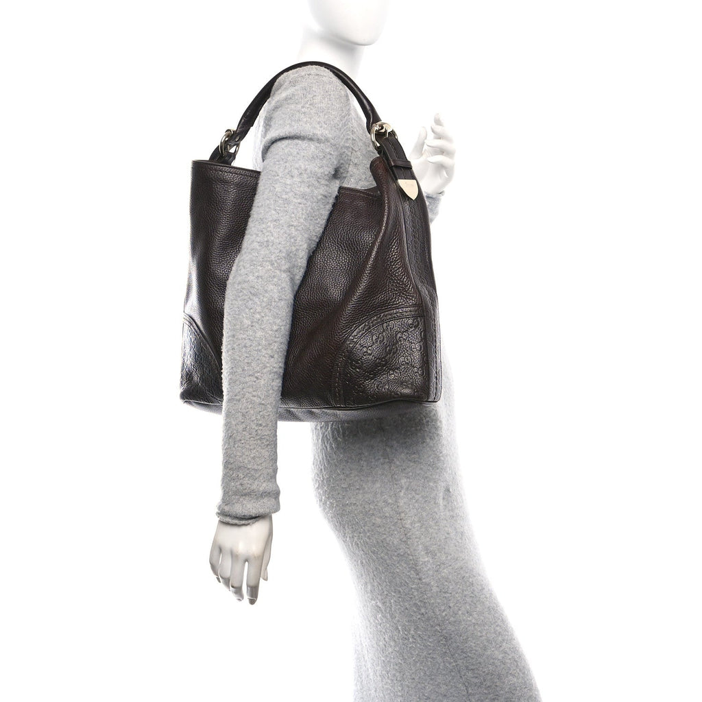 Calfskin Guccissima Trim Large Signoria Hobo Dark Brown