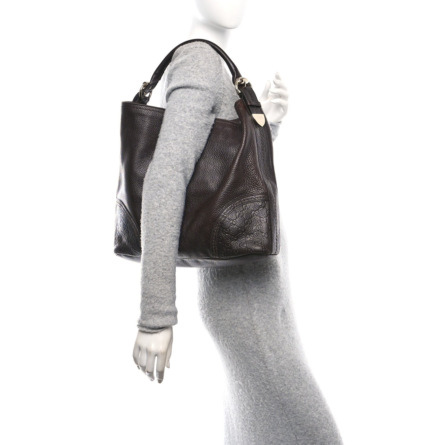 Calfskin Guccissima Trim Large Signoria Hobo Dark Brown