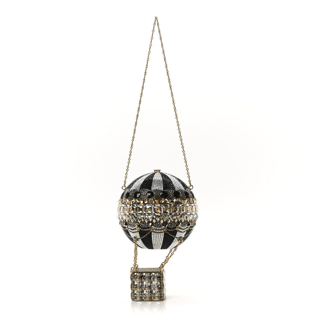 Crystal Pearl Amelia Hot Air Balloon Minaudiere Clutch Gold