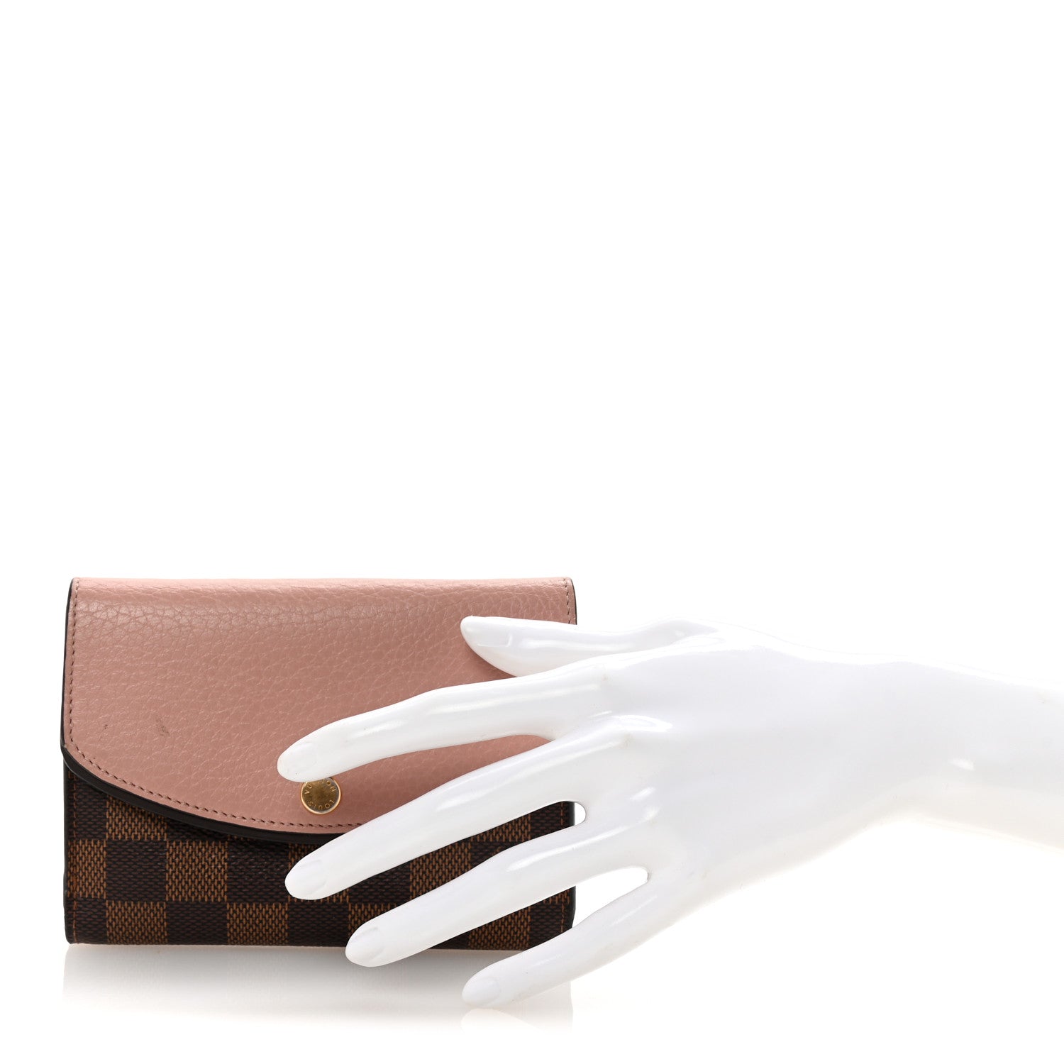 Damier Ebene Normandy Compact Wallet Rose Ballerine