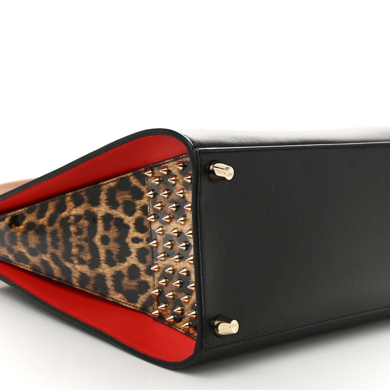 Calfskin Patent Leopard Spiked Large Paloma Black