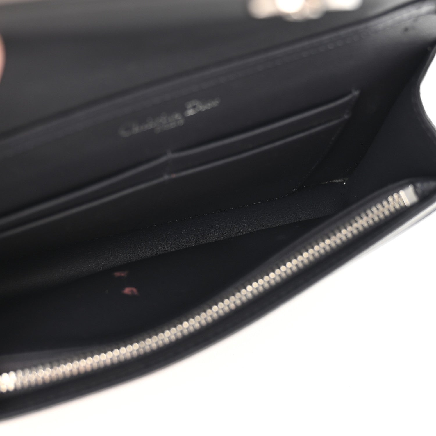 Metallic Patent Micro-Cannage Diorama Wallet on Chain Pouch Silver