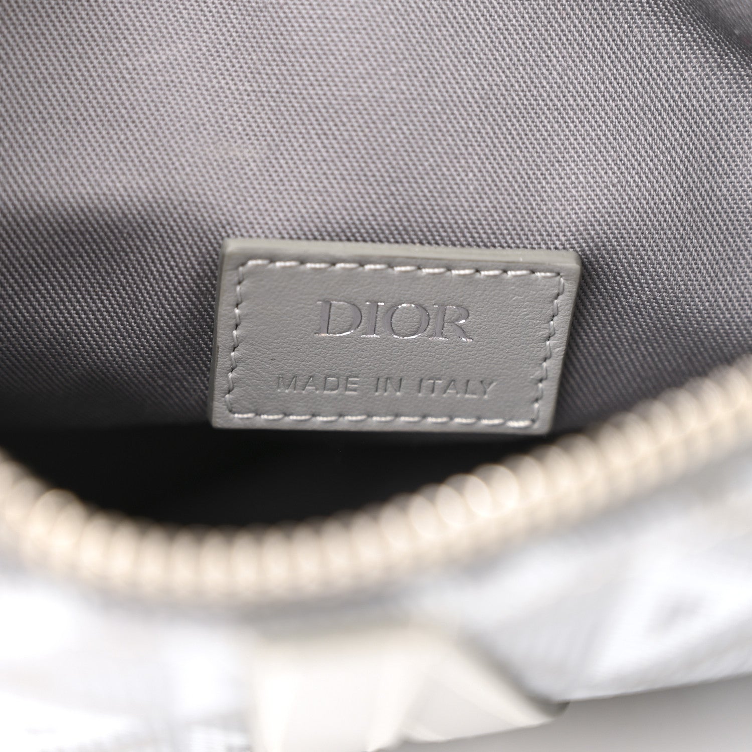 Coated Canvas Calfskin CD Diamond Mens Saddle Bag Gray