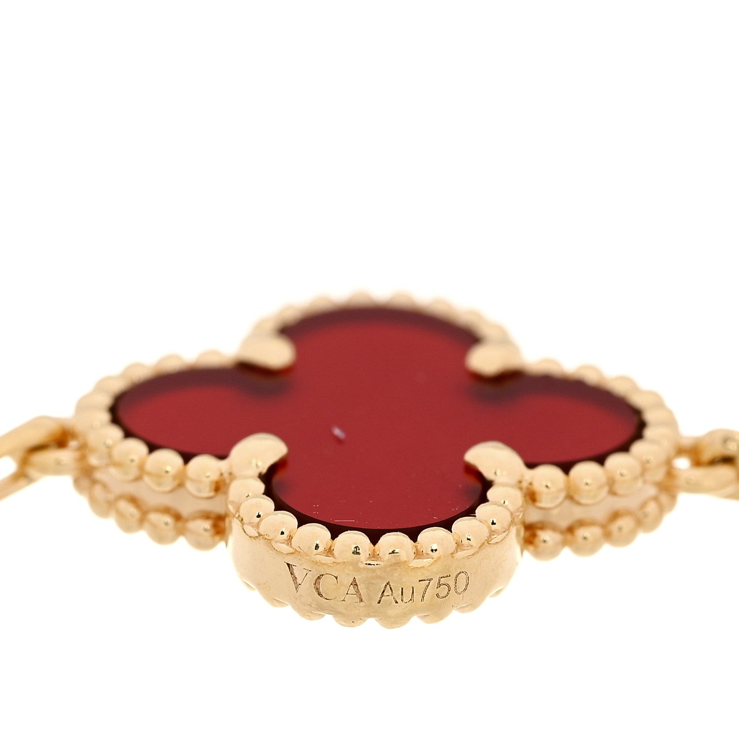 18K Yellow Gold Carnelian 5 Motifs Vintage Alhambra Bracelet