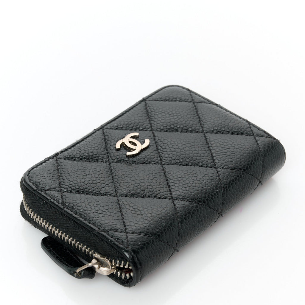 Caviar Quilted Classic Zipped Coin Purse Black