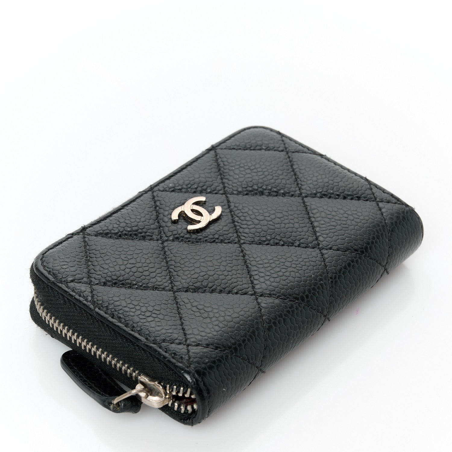 Caviar Quilted Classic Zipped Coin Purse Black