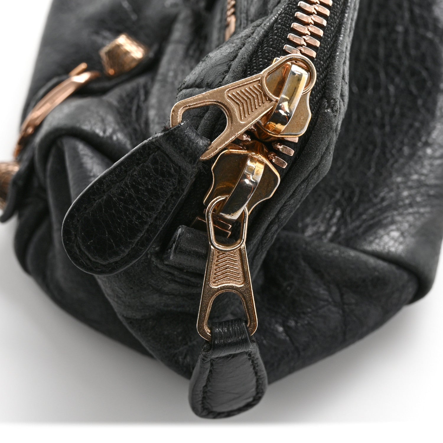 Agneau Giant 12 Rose Gold Hardware Pencil Case Black