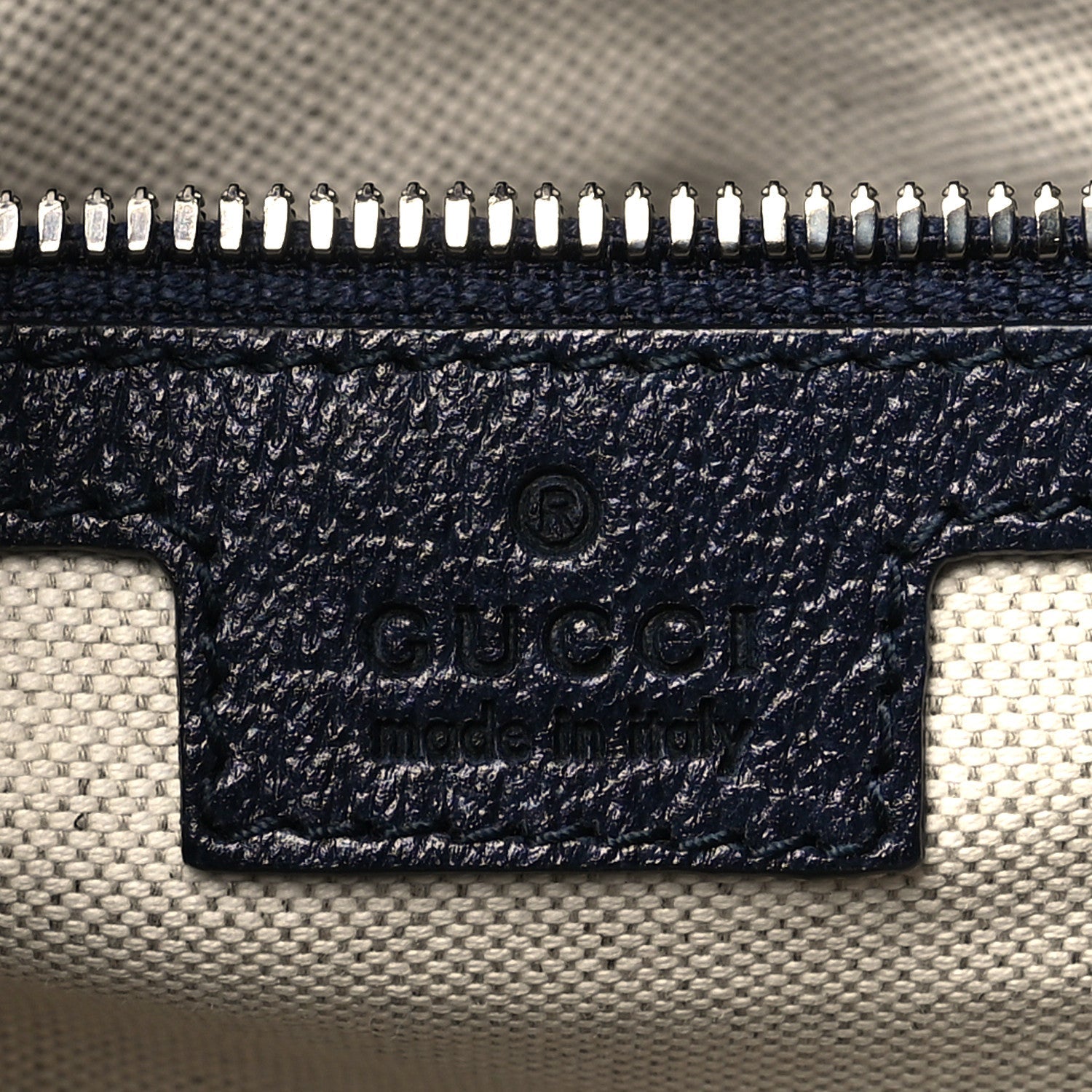 GG Supreme Monogram Textured Dollar Calfskin Small Retro Interlocking G Tote Bag Beige Blue