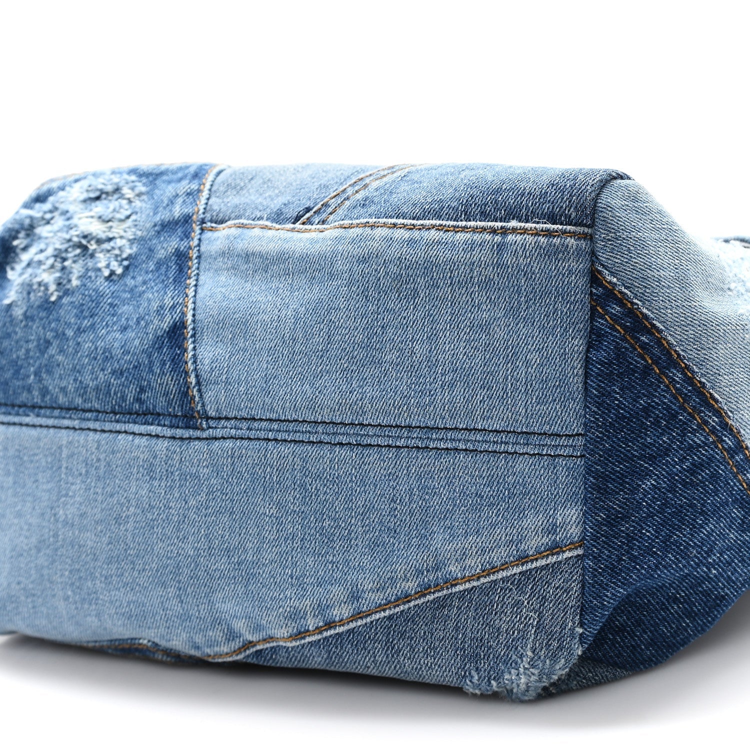 Calfskin Denim Patchwork Mini Miss Sicily Satchel Blue