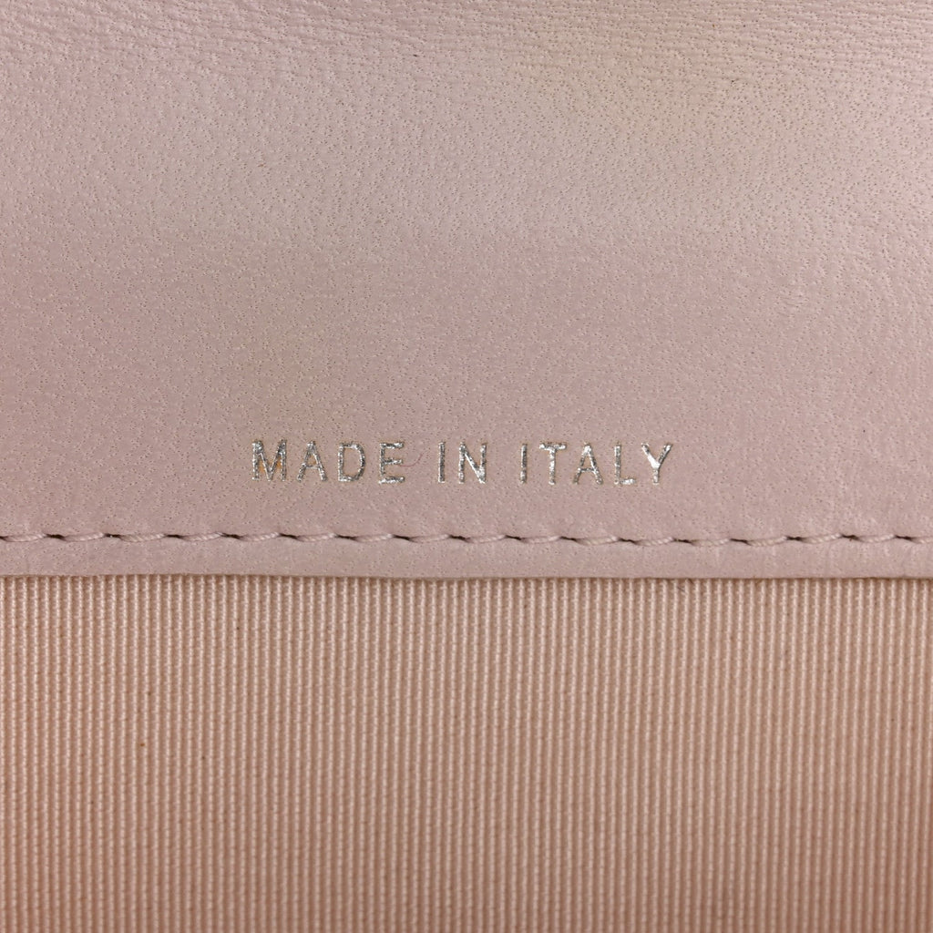 Lambskin Quilted Flap Card Holder Light Pink