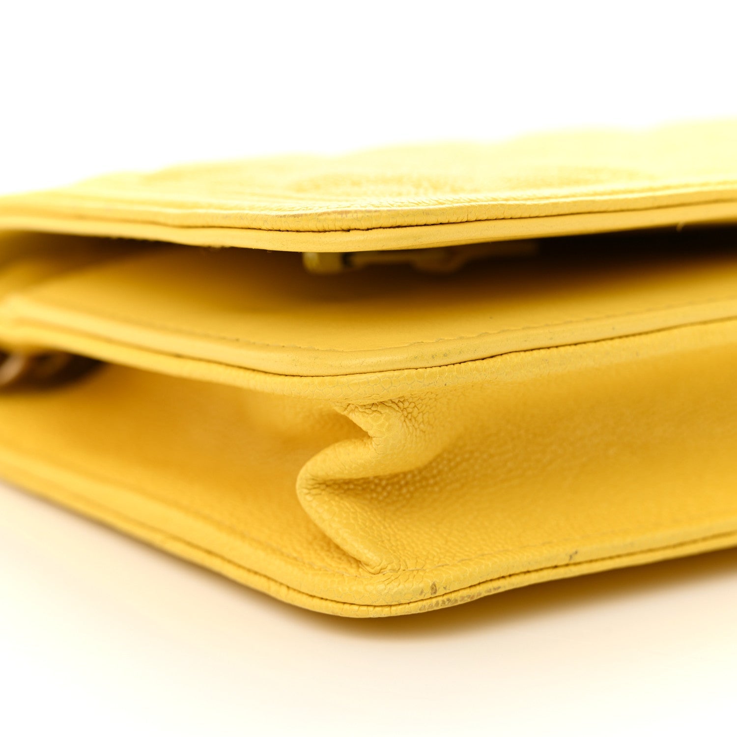 Caviar Quilted Boy Wallet On Chain WOC Yellow