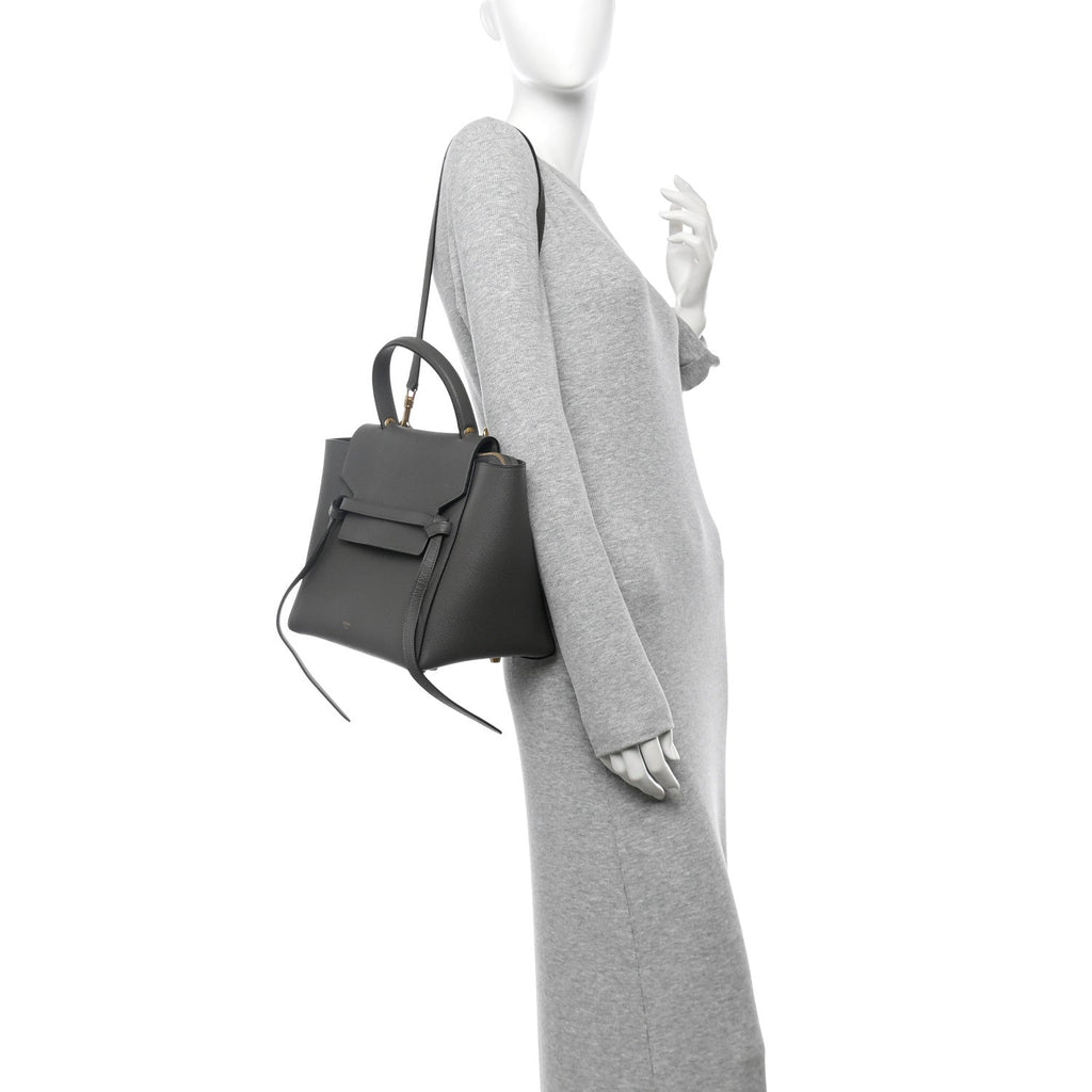 Grained Calfskin Mini Belt Bag Grey