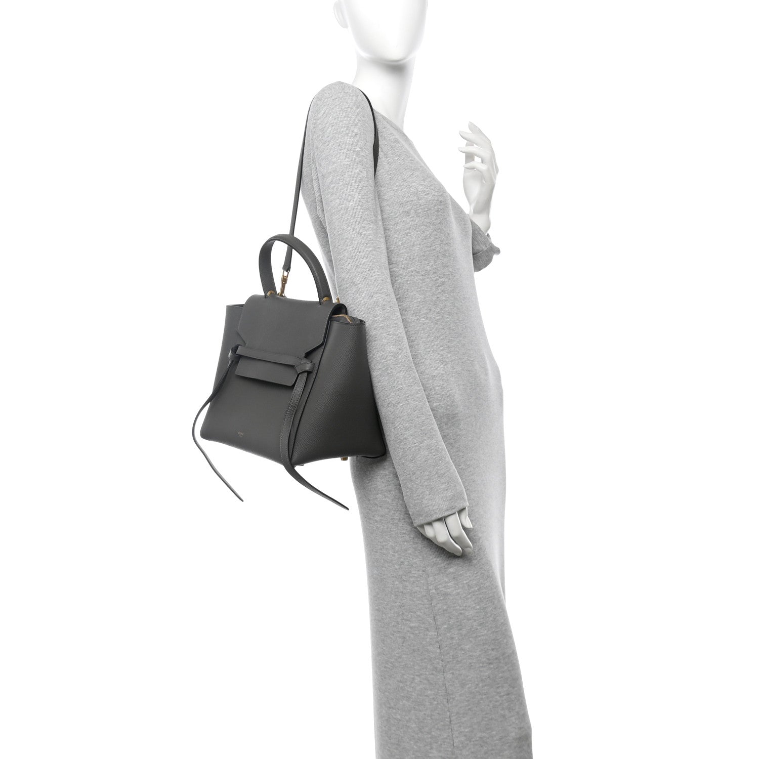 Grained Calfskin Mini Belt Bag Grey