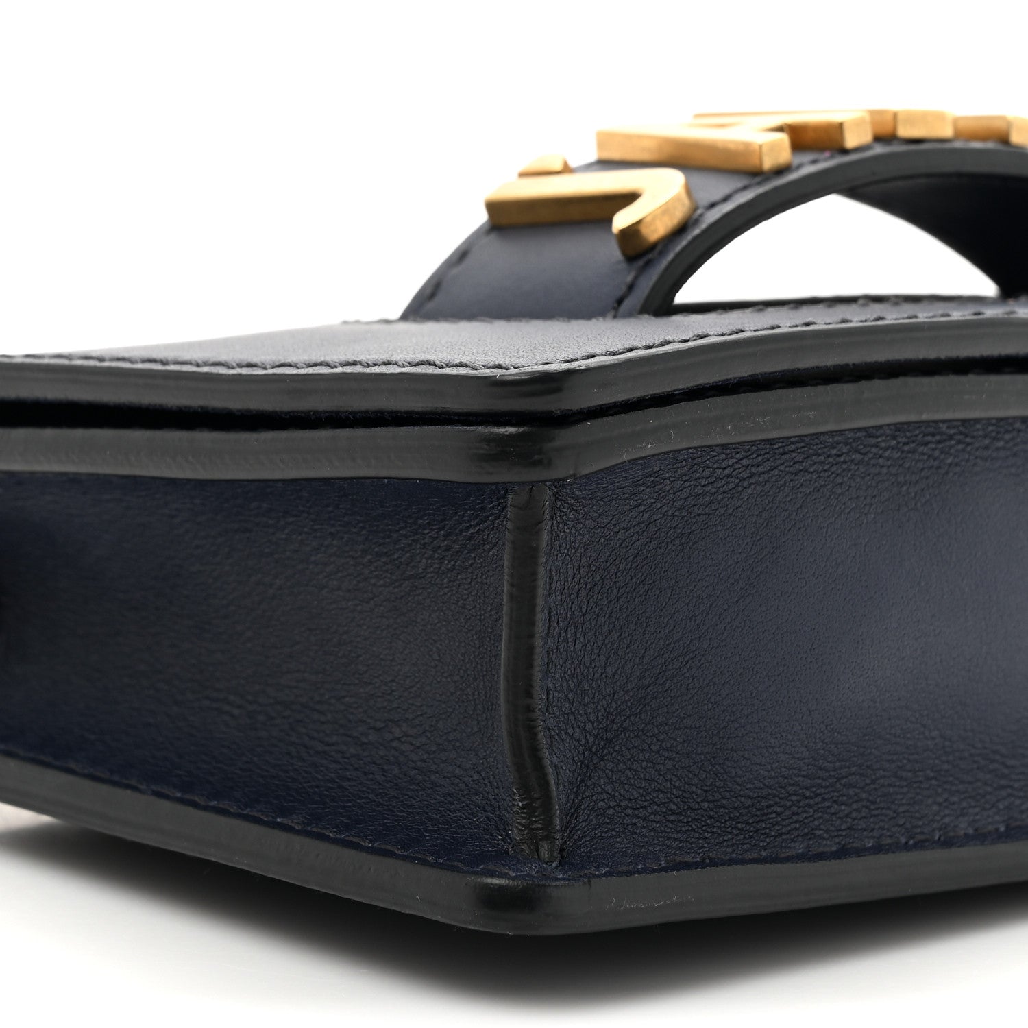 Calfskin Mini J'Adior Chain Flap Bag Navy Blue