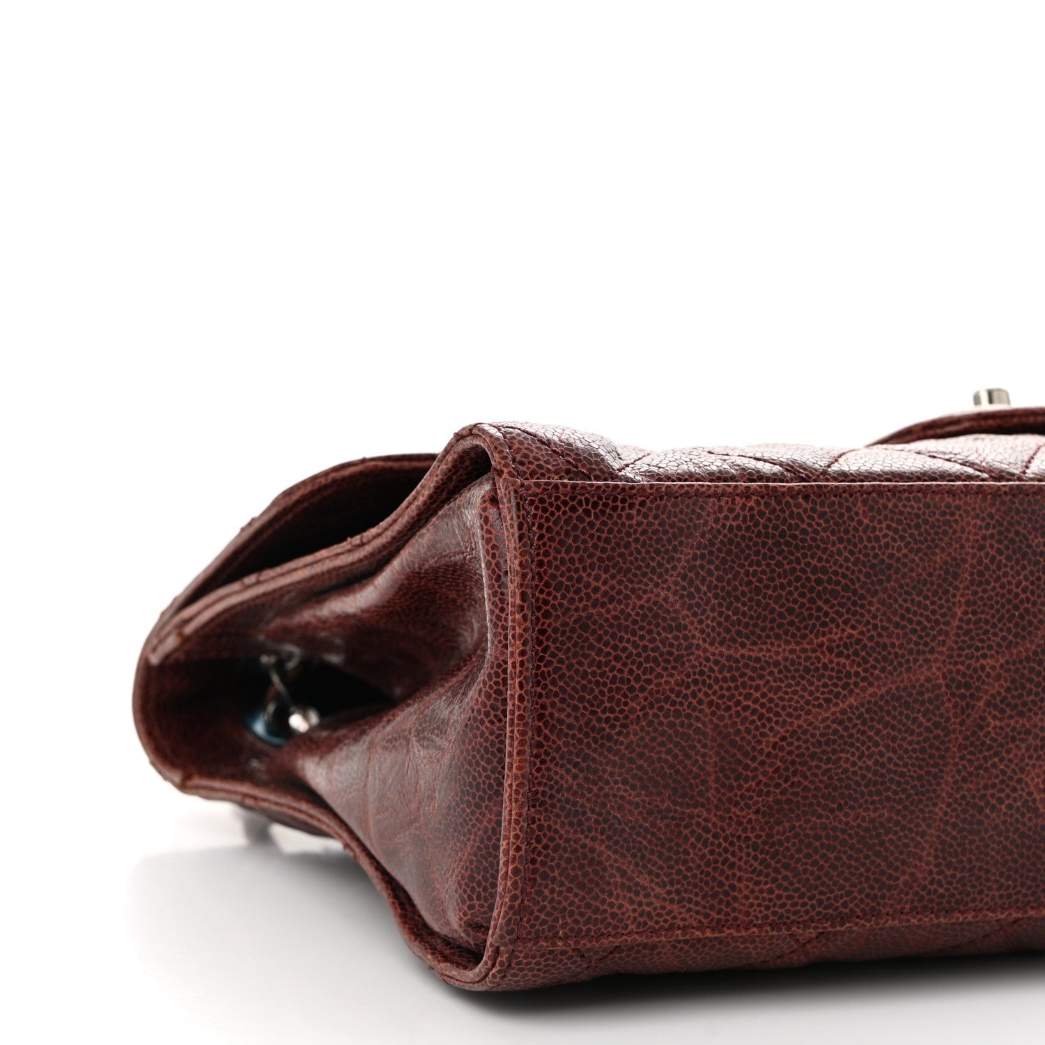 Crumpled Grained Calfskin Jumbo CC Crave Flap Burgundy