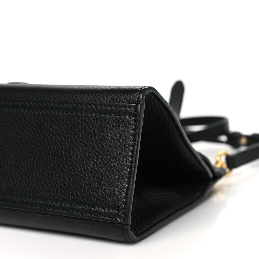 Calfskin Mini GG Marmont Top Handle Bag Black