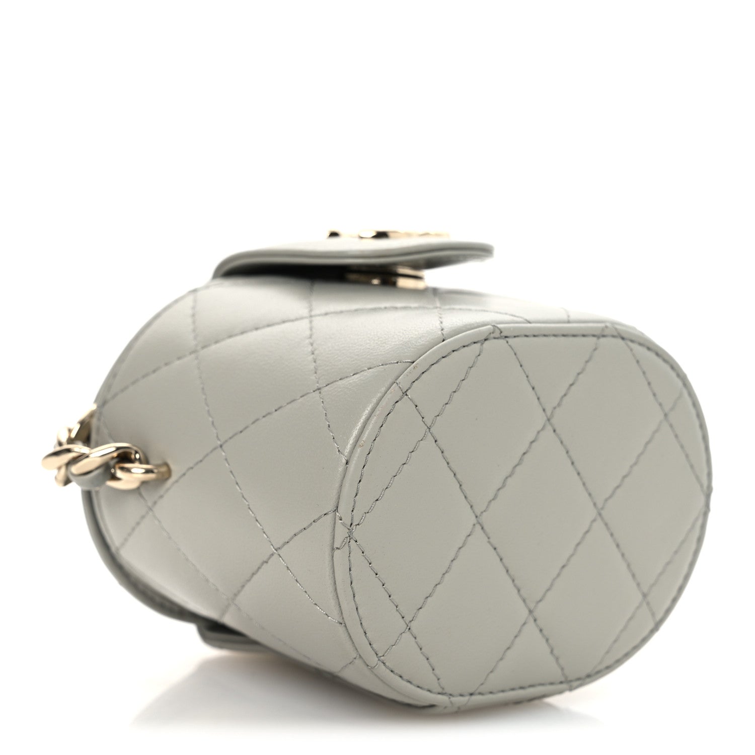 Lambskin Quilted Mini Vanity Case With Chain Grey