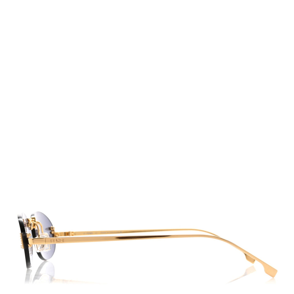 Metal Crystal Fendi First Fashion Show Oval Sunglasses FE4075US Gold Blue