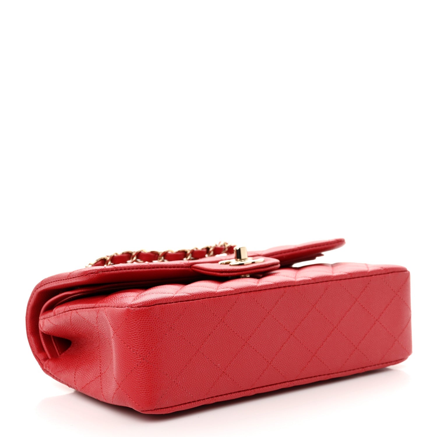 Caviar Quilted Small Double Flap Red