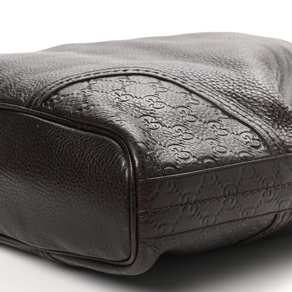 Calfskin Guccissima Trim Large Signoria Hobo Dark Brown