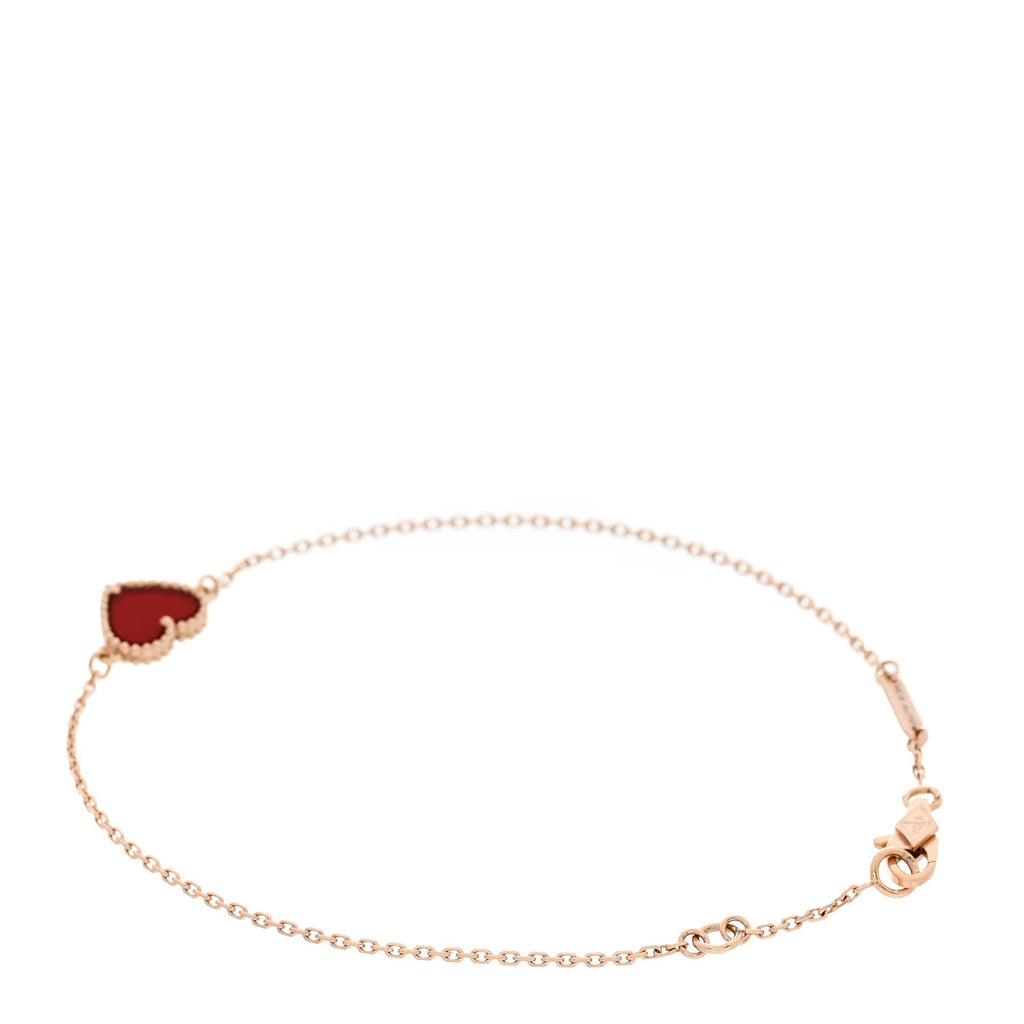 18K Rose Gold Carnelian Sweet Alhambra Heart Bracelet