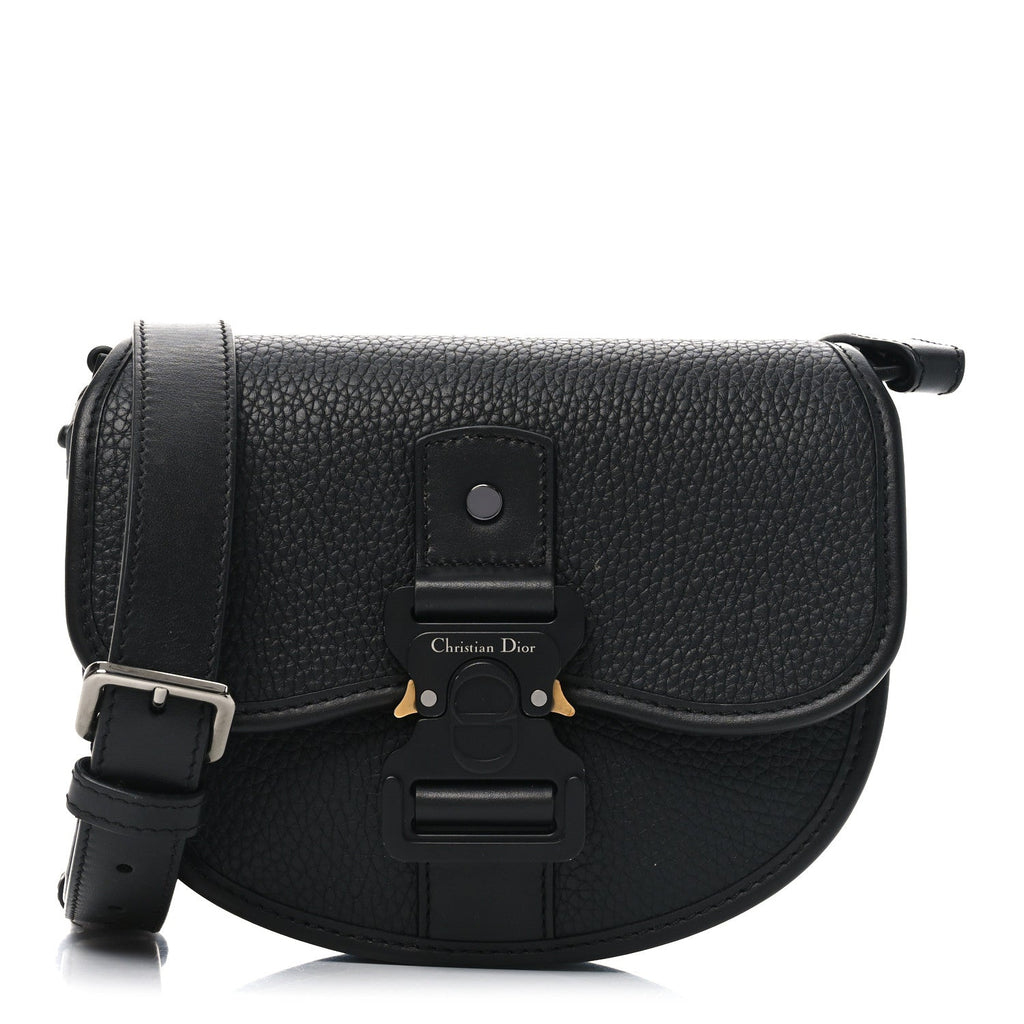 Grained Calfskin Mini Gallop Bag With Strap Black