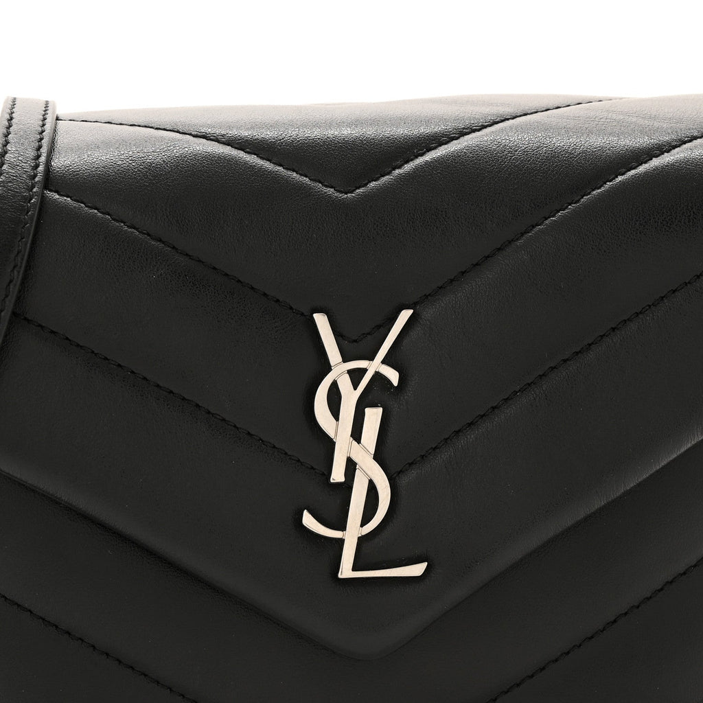 Calfskin Y Quilted Monogram Toy Loulou Crossbody Bag Black