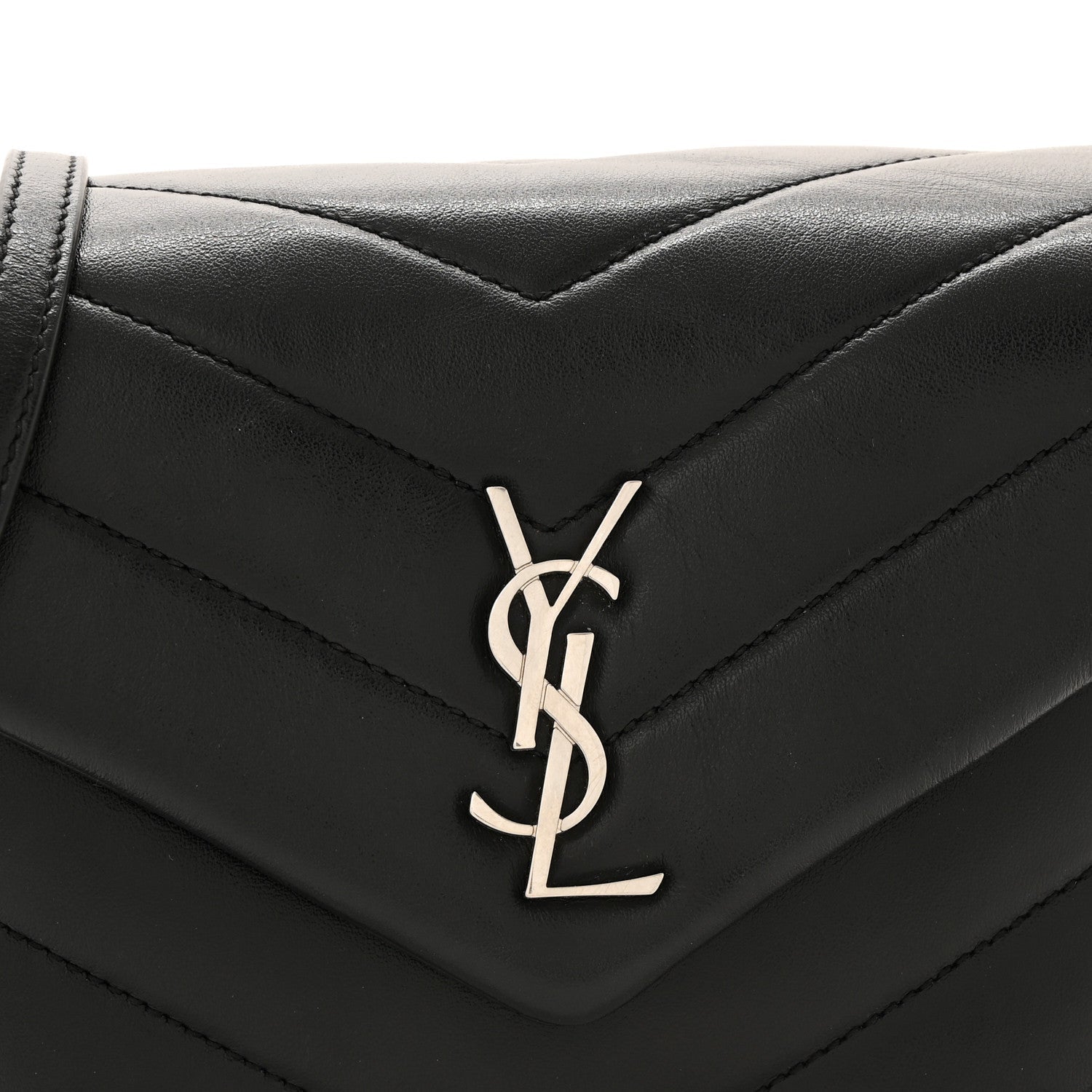 Calfskin Y Quilted Monogram Toy Loulou Crossbody Bag Black