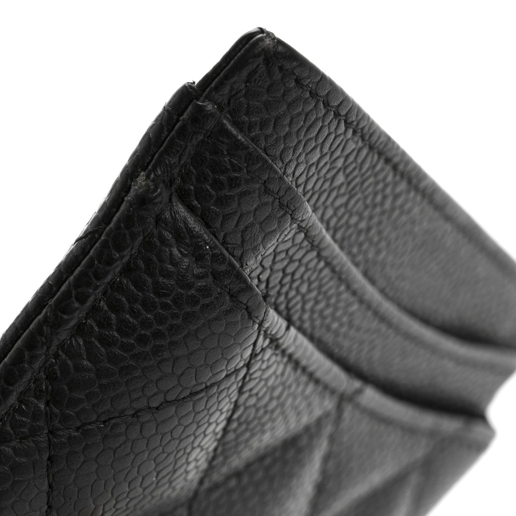 Caviar Quilted Card Holder Black