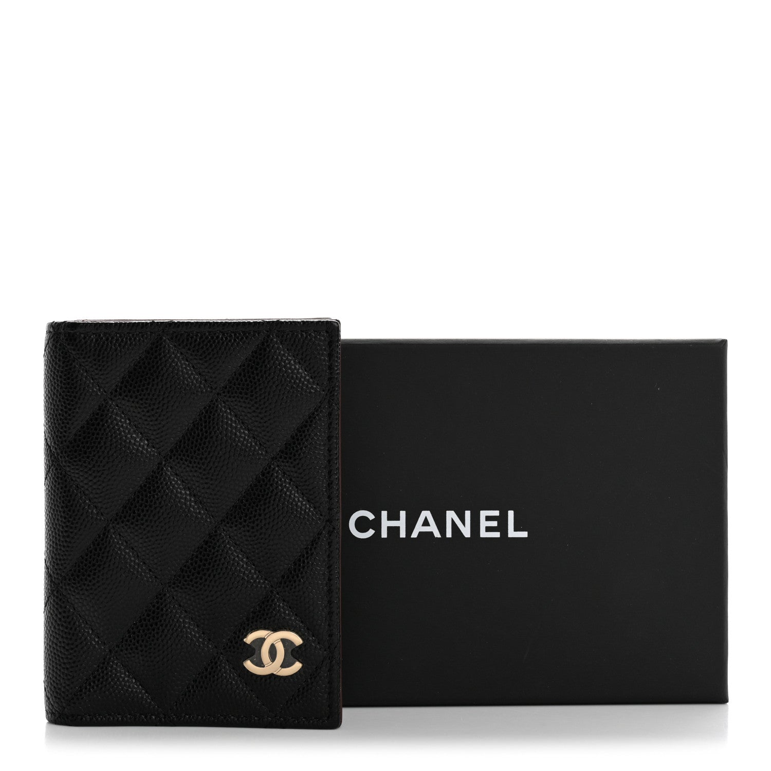 Caviar Quilted Card Holder Wallet Black