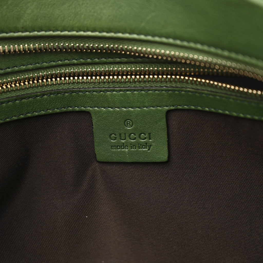 Calfskin Large Horsebit Chain Satchel Green