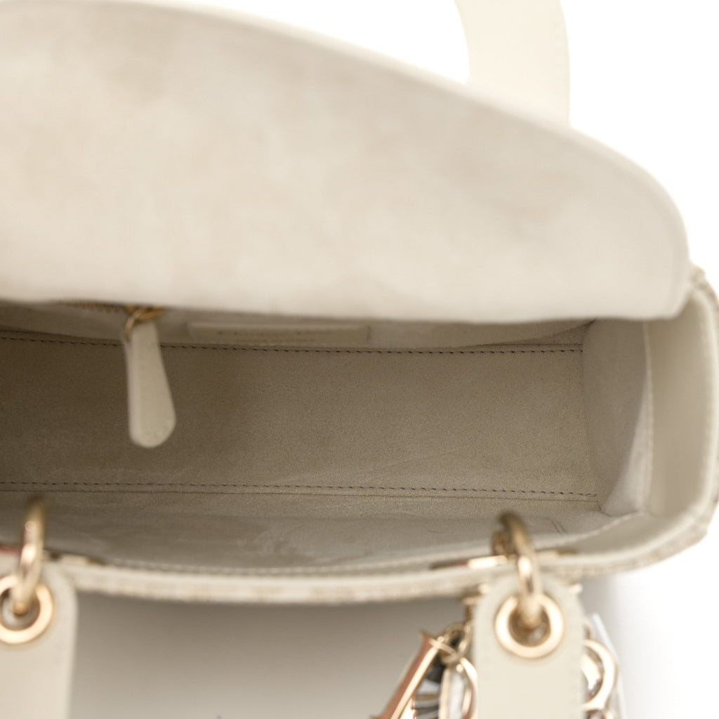 Calfskin Around The World Printed Small My ABCDior Lady Dior White Gold