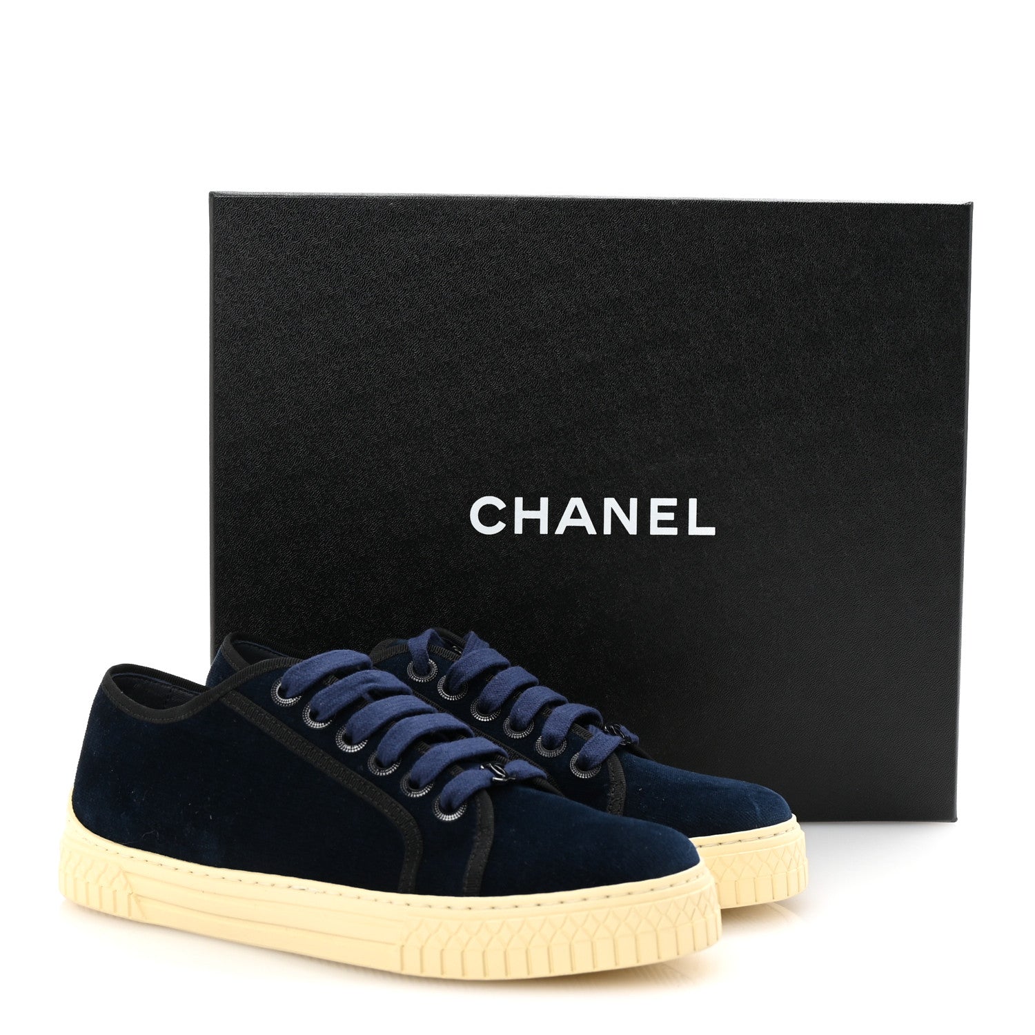 Crepe Suede Lace Up Sneakers 35.5 Navy