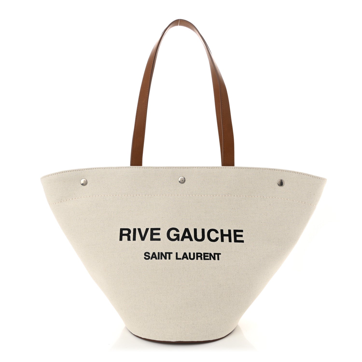 Linen Calfskin Rive Gauche Tote Greggio Brick